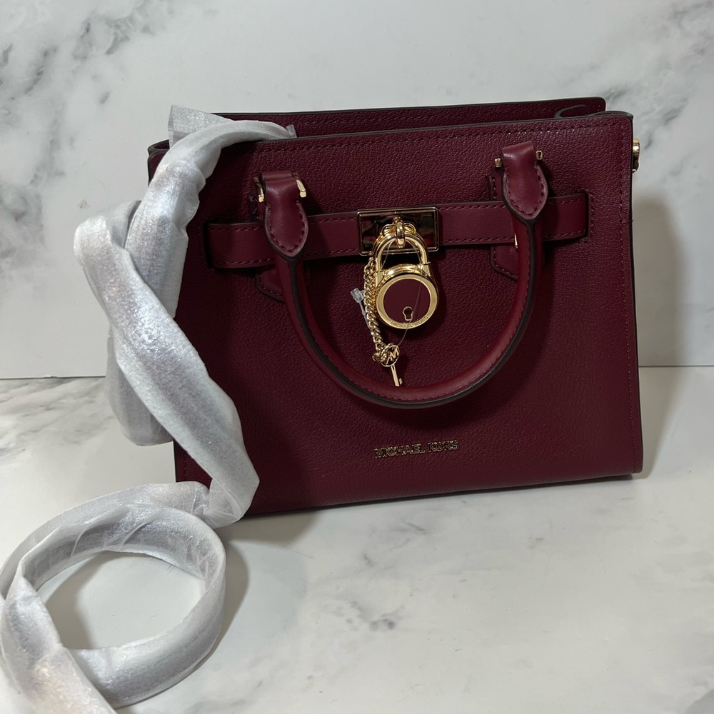NWT Michael Kors Hamilton Small Satchel Dark Cherry